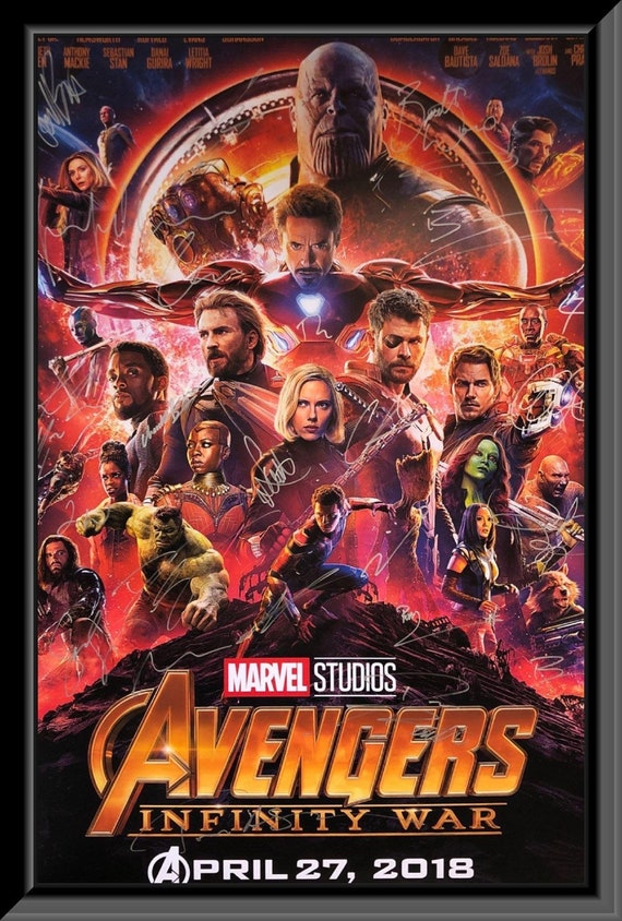 Avengers: Infinity War cast signed movie poster