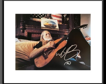 Willie Nelson signed framed photo