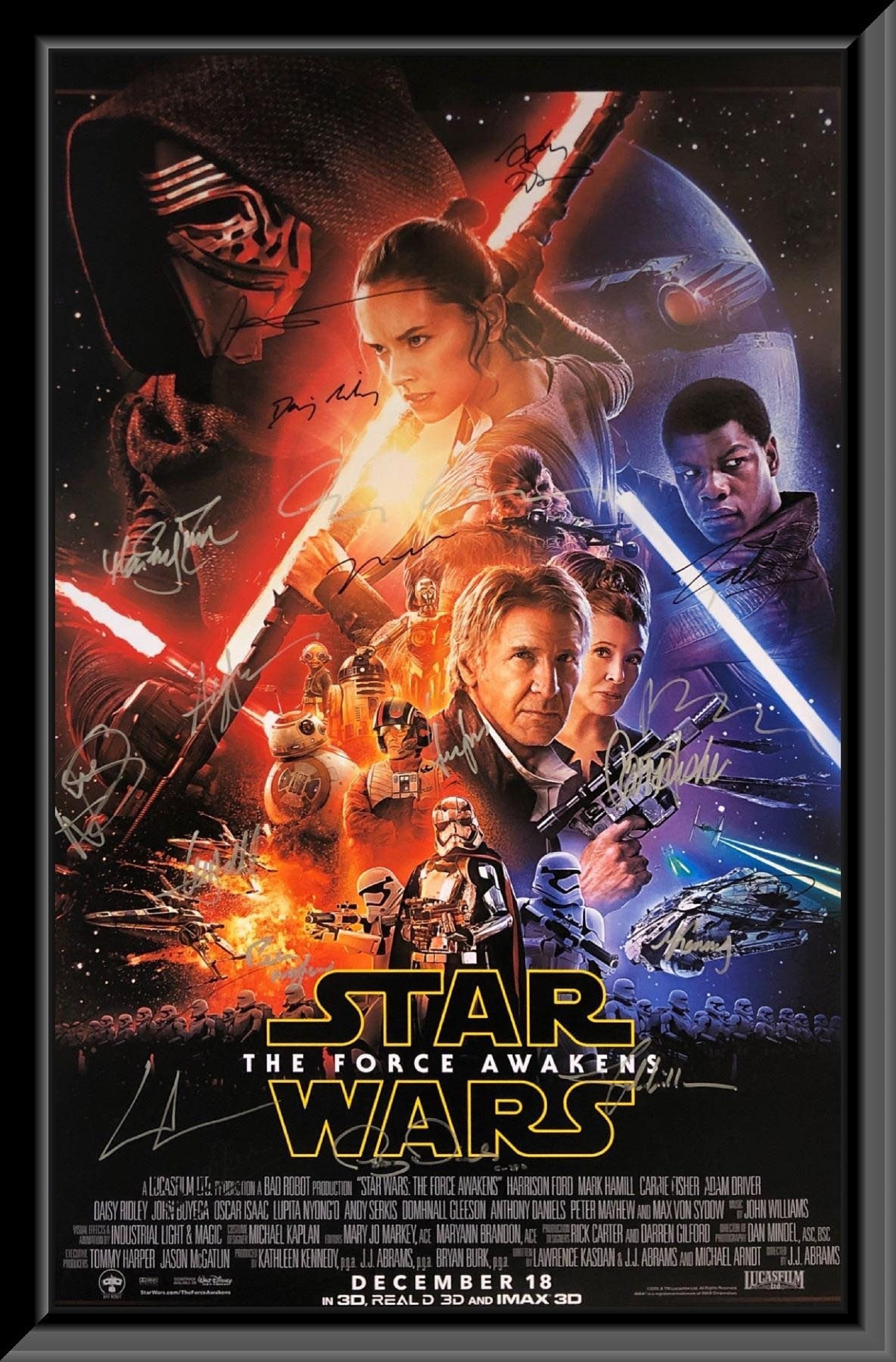 muur Krijger Viool Star Wars: the Force Awakens Cast Signed Movie Poster - Etsy Israel