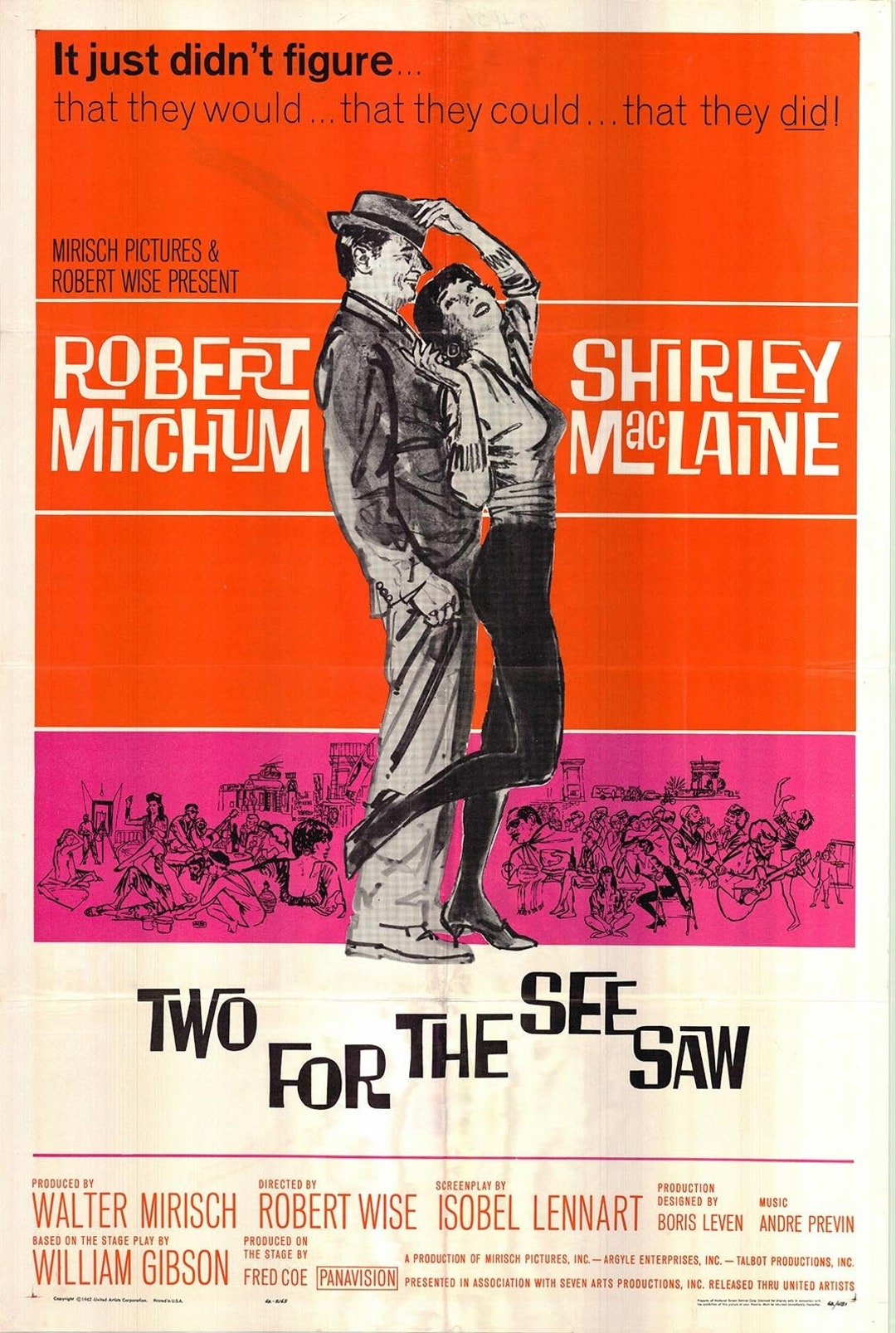 Two for the Seesaw Original 1962 Vintage Movie Poster Etsy