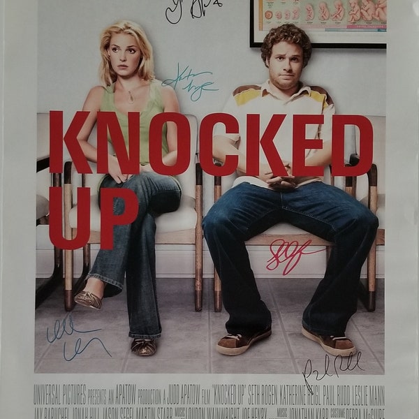 Póster de la película "Knocked Up" firmada por el elenco