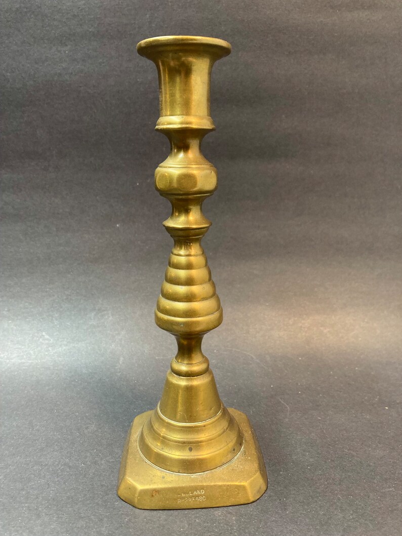 Antique Brass Beehive Candlestick 1897 Etsy