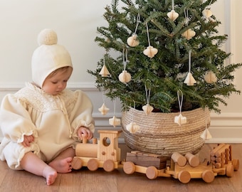 Babykerstcadeau: houten treinset speelgoed voor peuters, locomotiefautospeelgoed, montessorispeelgoed voor jongens meisjes verjaardagscadeau, duwauto speelgoed