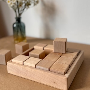 Set of 16 Wooden Blocks – Montessori Wooden Toy, Natural Baby Blocks, Toddler Educational Gift, Waldorf sensory toy, Pretend play, Baby gift