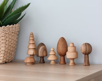 Wooden forest set of 7 trees Educational toys for toddler Montessori natural handmade toys for 1 year old boys and girls Gifts for kids