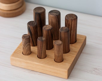 Montessori Cylinders Educational toy Wooden puzzle Waldorf Wooden toys for toddler Baby boy girl gift Fidget toy Homeschool toy Stacking toy