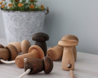 Wooden montessori sensory baby toys for 1 year old lacing Mushrooms, Unique baby gift for Toddler from Ukraine shops