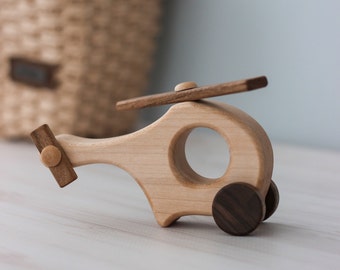 Wooden Helicopter Pull Push sensory Toys for 1 year old Unique baby Birthday gift for kids from Ukrainian shops