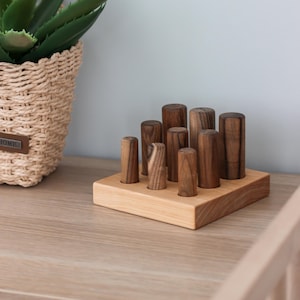 1-årspresent - Montessori-cylindersorteringspusselleksak: Pedagogisk leksak för småbarn, Waldorf-stapelleksak, Lärande fidgetleksak för barn