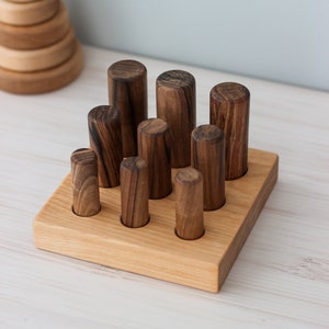 Wooden sorting puzzle: Montessori fidget peg sorter, educational toddler toys for 1 year old, learning stacking toy, gift from Ukraine