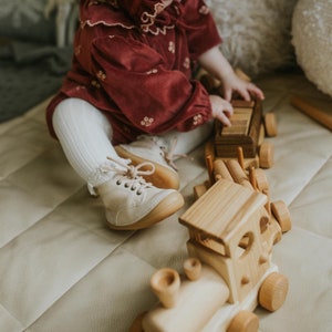 Baby Christmas gift Locomotive - Wooden train set toy for toddler, Big car toy, Montessori toys for Boys Girls birthday gift, Push car toy