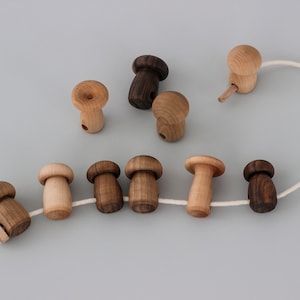 Montessori Mushroom lacing wooden toy for toddler, Educational sensory toys, Unique Baby boy girl gift, Handmade Waldorf toys for kids