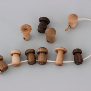 Mushrooms lacing wooden Montessori toy for toddler, Educational Waldorf sensory fidget toys, Baby boy girl gift, Handmade eco-friendly toys