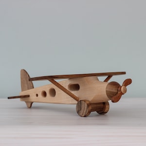 Wooden large airplane toy for boys Handmade vintage toy Baby boy gift Montessori waldorf toys for toddler Aviation decor Gifts for kids image 1