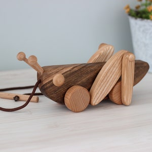 Handmade wooden pull & push toy for baby girl boy gift Animals on wheels Educational Montessori toddler toys Waldorf kids toys for 1 year