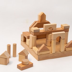 Houten doos met bouwstenen Babyjongen cadeau Educatief Waldorfspeelgoed voor peuter Montessori zintuiglijk peuterspeelgoed Constructorcadeaus voor kinderen