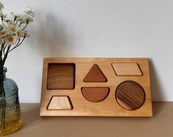 Wooden Montessori geometric sorting puzzle for toddler, Edicational Waldorf toy, Baby gift for 1 2 year old, Sensory toys, Preschool toys