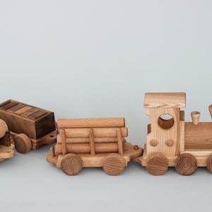 Houten treinset speelgoed voor jongens, locomotiefspeelgoed met rijtuigen, educatief Montessori-peuterspeelgoed, jongensmeisjes verjaardagscadeau, duwauto speelgoed
