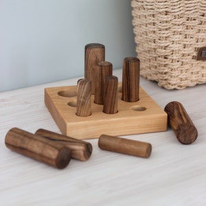 Montessori-cylindersorteringspussel: Pedagogisk leksak för småbarn, Waldorf-stapelleksak, Lärande fidget-leksak för barn, Gåva som pojke/flicka