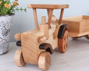 Toddler toys Wooden Truck car on wheels Push toy Baby shower gift Baby boy gift on birthday Personalized sensory handmade kids toy 01\03