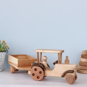 Wooden Tractor car Personalized car for Toddler Truck car toy Montessori sensory waldorf fidget toy Baby boy gift Nursery decor Kids toys