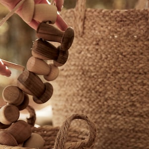 Wooden Montessori lacing Mushrooms toy for 1st Birthday baby gift, Educational Waldorf toddler toys, Sensory fidget toy, Natural wood toy