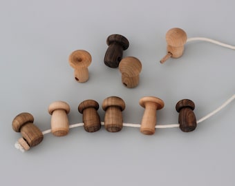 Montessori Mushroom lacing wooden toy for toddler, Educational sensory toys, Unique Baby boy girl gift, Handmade Waldorf toys for kids