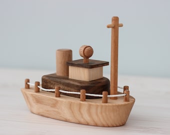 Personalized wooden boat toy Baby boy gift Handmade Cruise ship toy for toddler Gift for kids birthday Nursery nautical decor Montessori toy