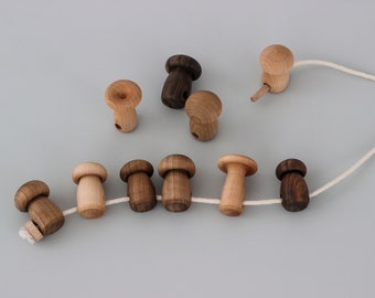 Mushrooms lacing wooden Montessori toy for toddler, Educational Waldorf sensory fidget toys, Baby boy girl gift, Handmade eco-friendly toys