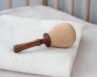 Wooden rattle Maracas Baby musical instrument Montessori natural toy Baby shower gift New mom and pregnancy gift Handmade toys for newborn