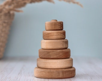 Wooden Ring Stacker baby Toy Montessori Pyramid Toddler Toys for 1 year old from Ukraine shops