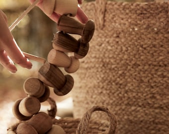 Wooden Montessori lacing Mushrooms toy for 1st Birthday baby gift, Educational Waldorf toddler toys, Sensory fidget toy, Natural wood toy