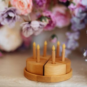 Wooden Birthday cake toy -  play food, Pretend play for toddler, Toys for 2 3 year old, Montessori Waldorf gift for kids, Baby shower gift