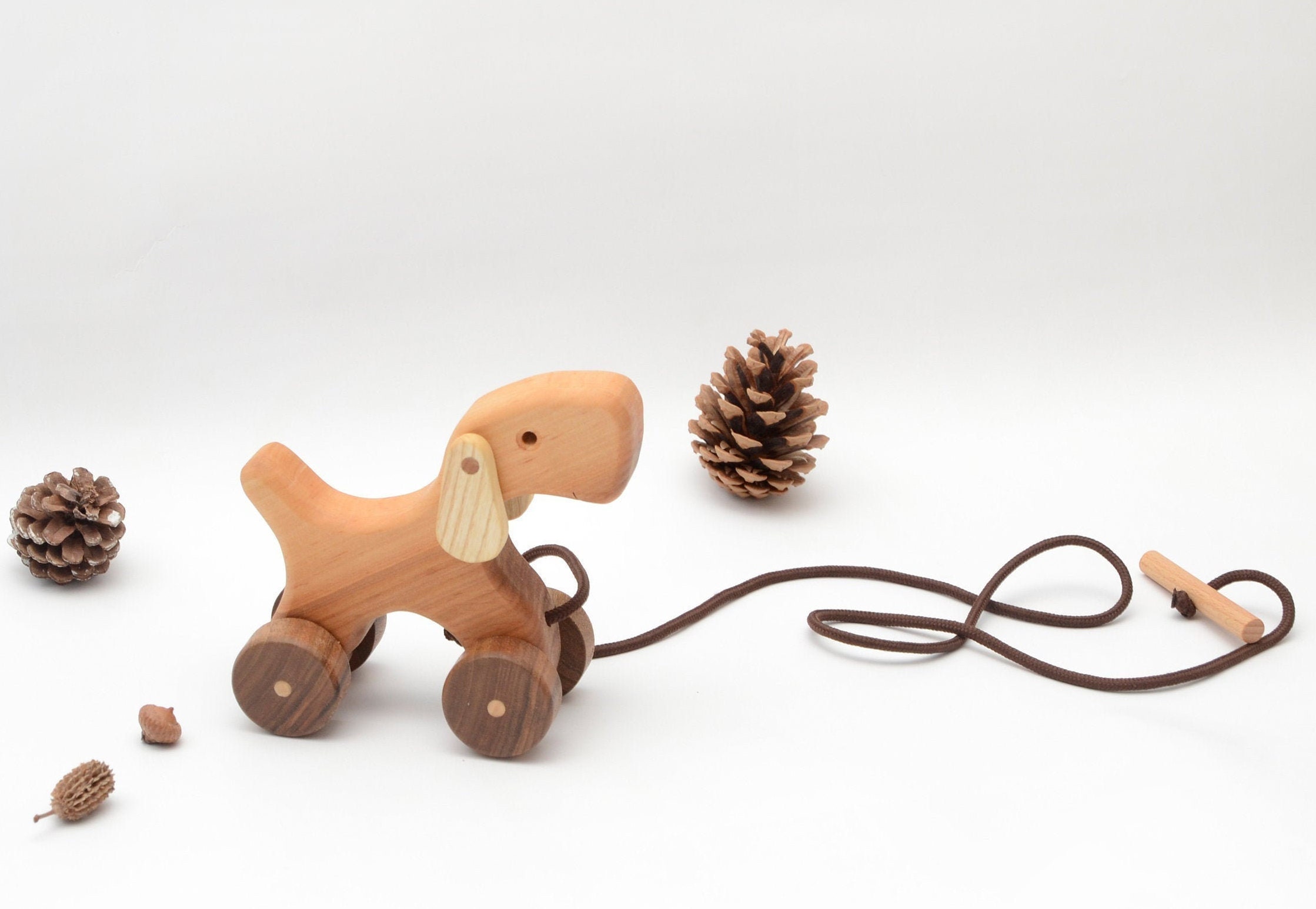 Wooden Pull Toy Dog Animals on Wheels Gift for Toddler Etsy UK
