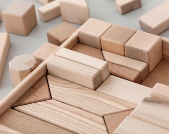 Baukl&ouml;tze Natur, 30 St&uuml;ck In Holzbox WOODEN STORY