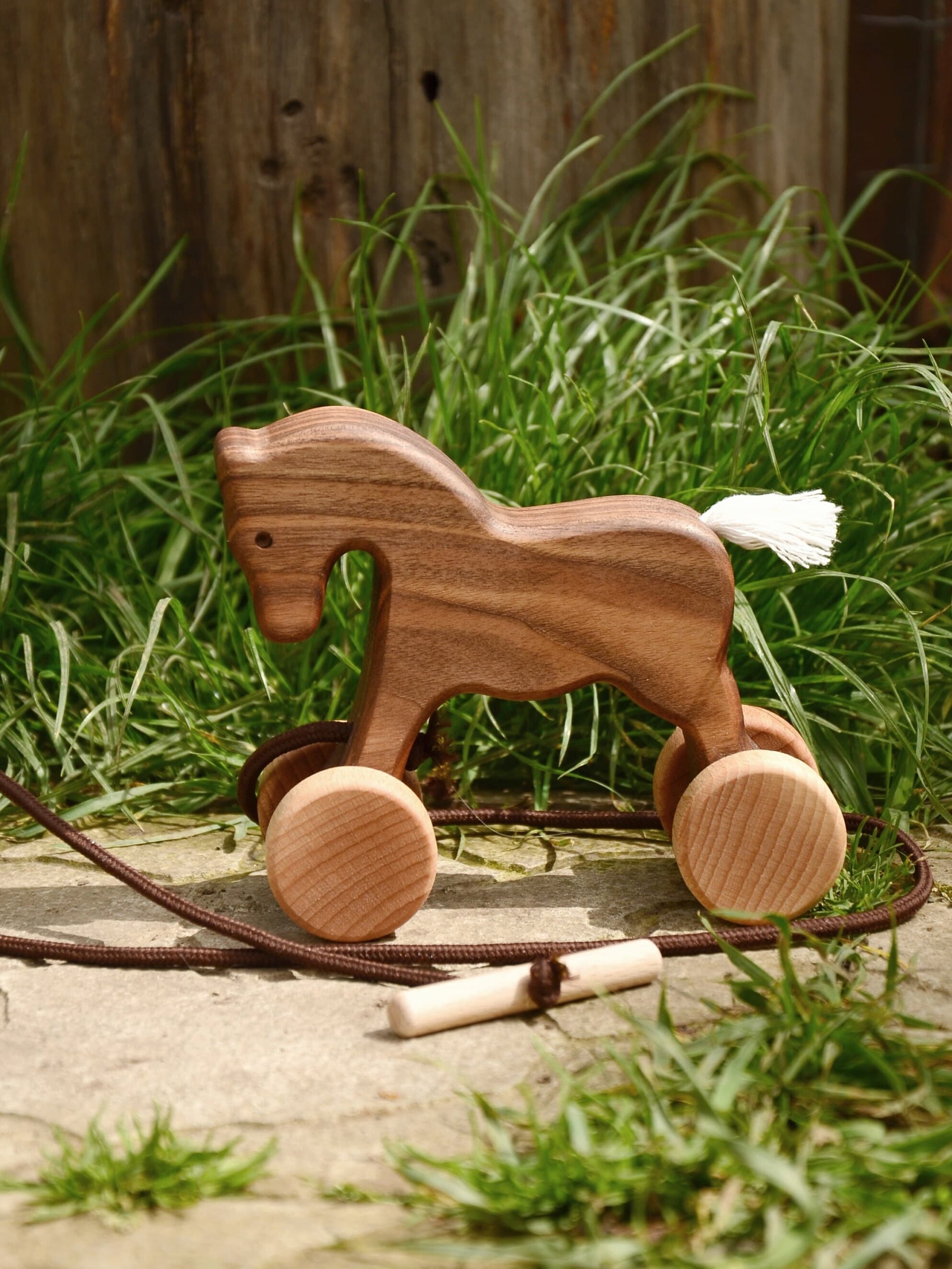 Vintage Horse Pull & Push Wooden Toy for 2 3 Year Old, Animal on  display picture 1