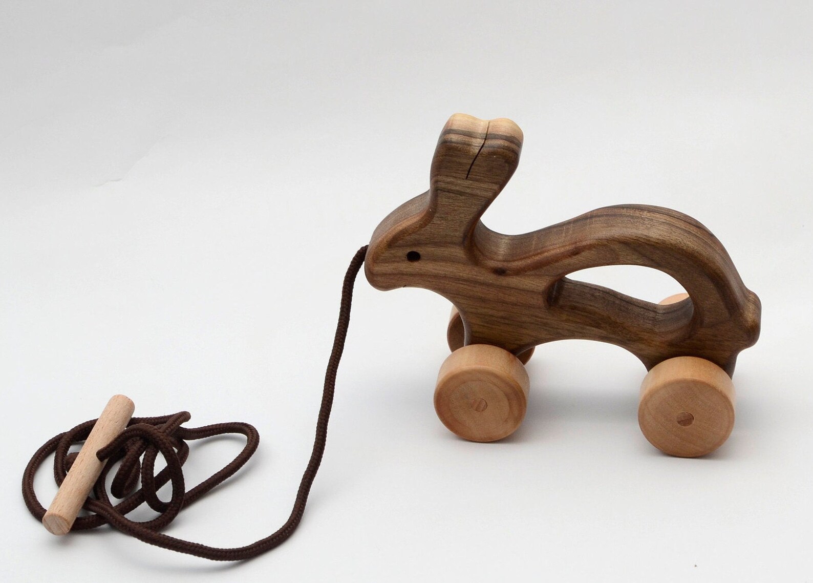 Hopping Wood Bunny Pull Toy Gift for 1 Year Old Rabbit Etsy