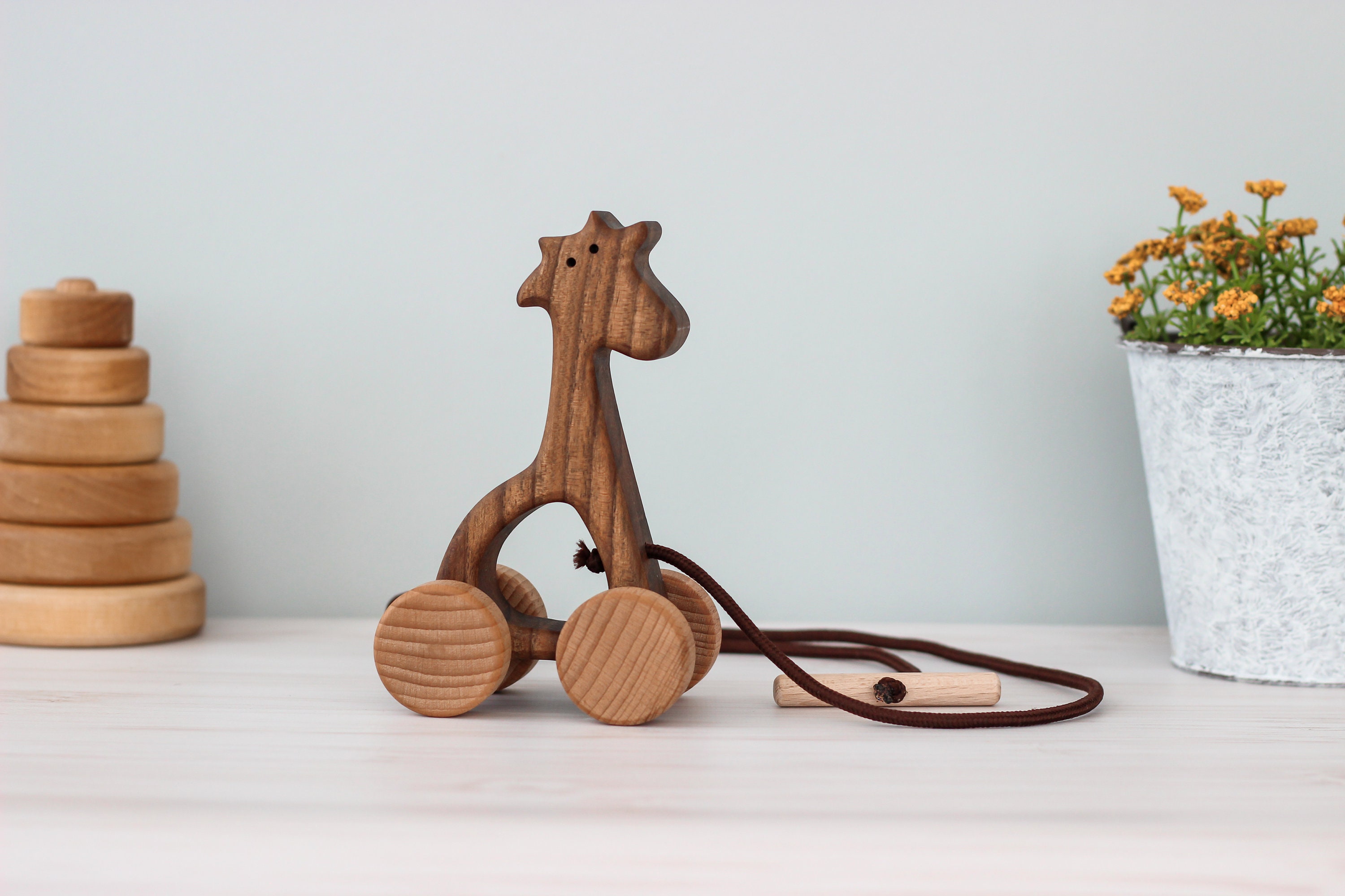 kleinkind spielzeug holz Holz Pull Push-Baby Spielzeug Hund, Katze, Kaninchen, Giraffe Tiere auf