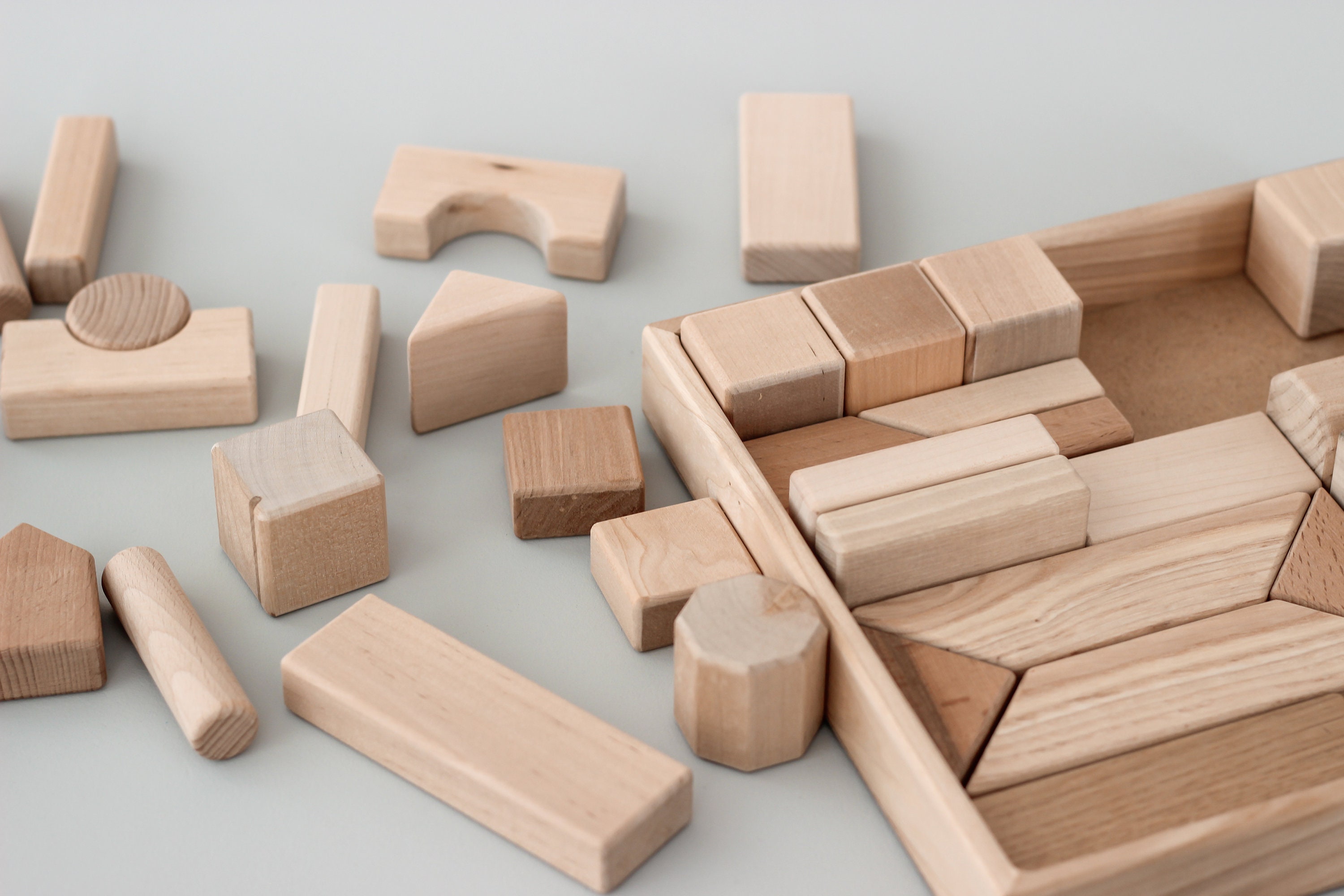 Wooden Building Blocks Box Set 39 Pcs. Montessori Toddler - Etsy