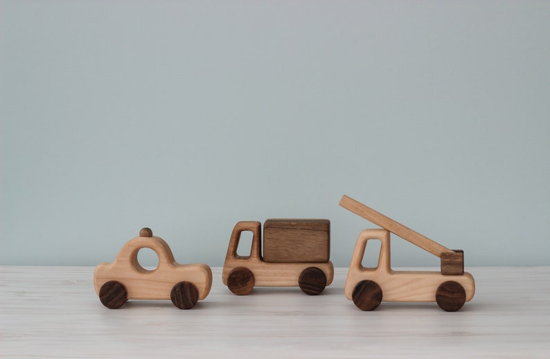 Set of 7 wooden little cars toy, Montessori Toys for Children, Push car on wheels for toddler, Vintage style toy, push & pull toys for boys image 7
