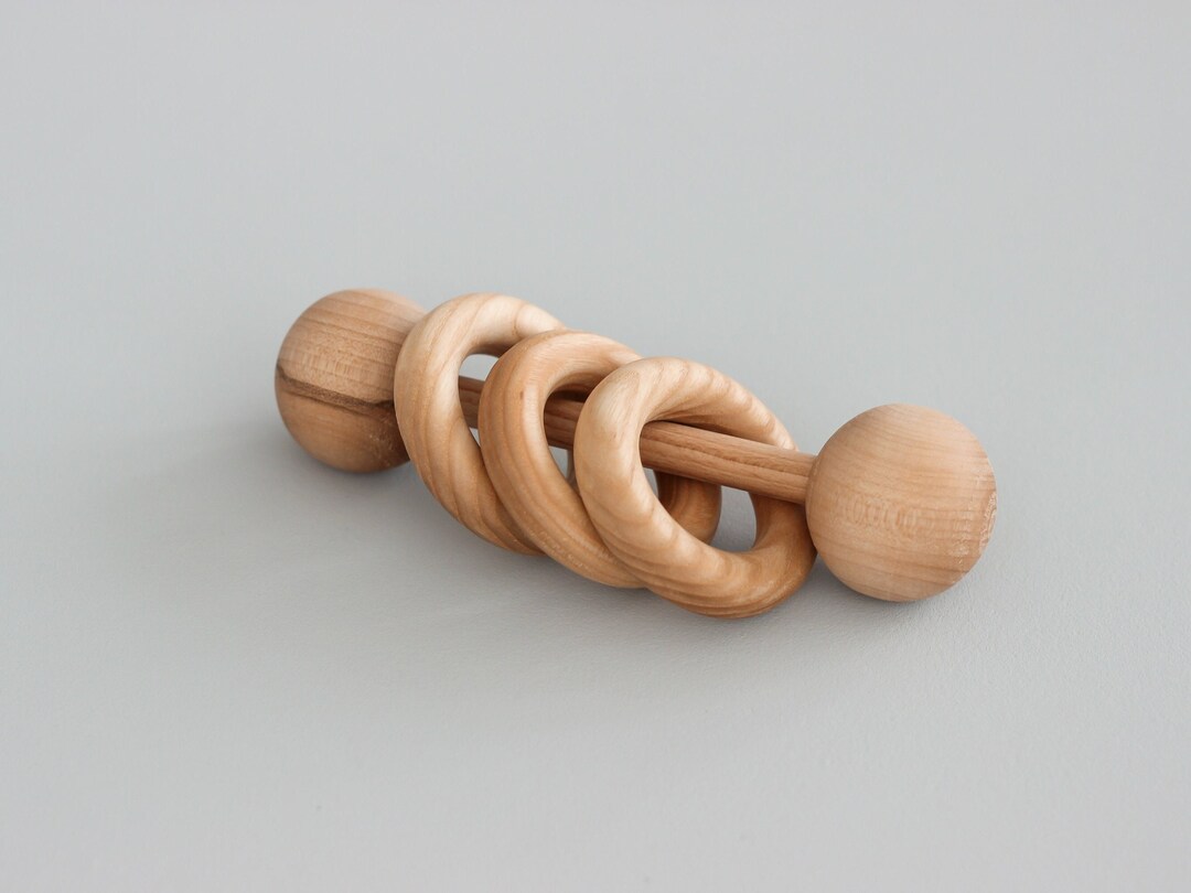 Montessori Wooden Rattle for Newborn - Baby Shower Gift, Sensory Toys ...