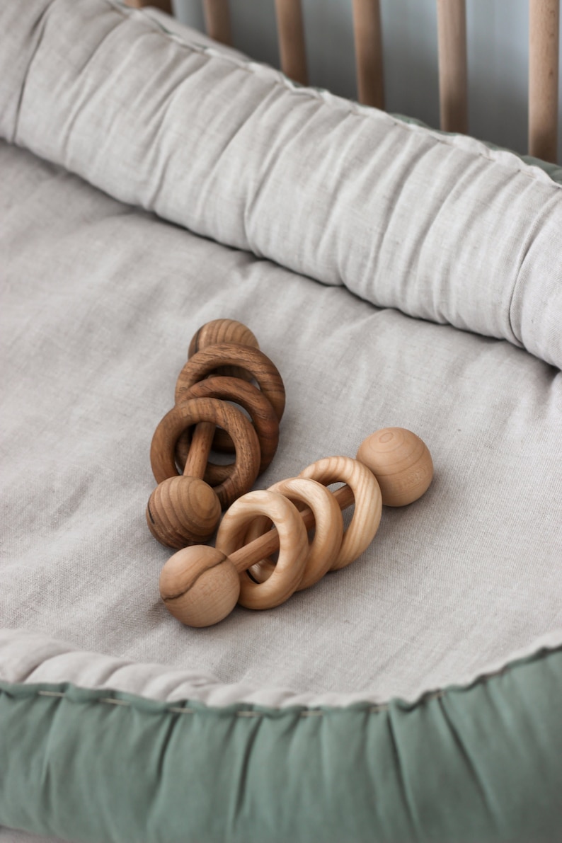 Montessori Wooden Rattle for Newborn, New Mom and Baby Gift, Pregnancy ...