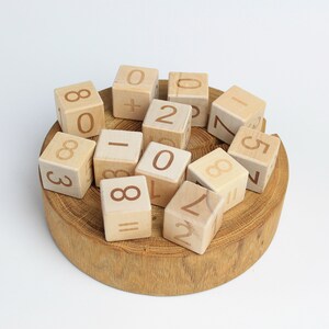 Montessori Wooden Blocks Numbers Set of 12 Cubes, Educational Toddler ...