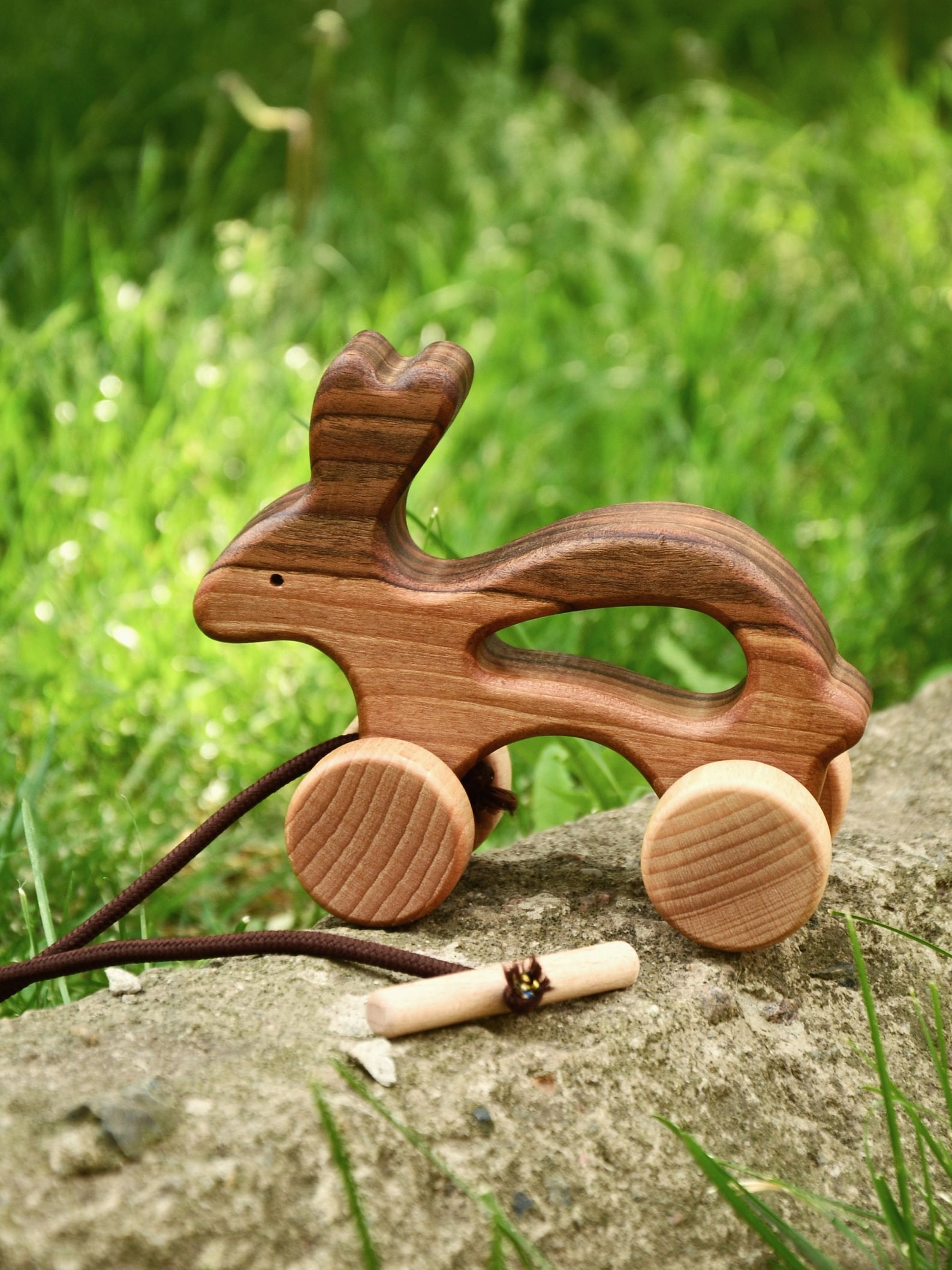Wooden Bunny Pull & Push Toy, Educational Toddler Toy, Montessori ...