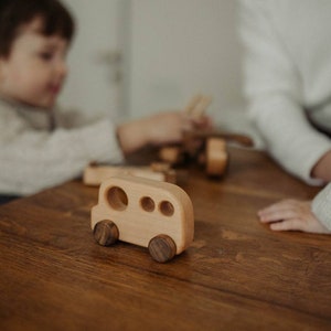 Set of 7 wooden little cars toy, Montessori Toys for Children, Push car on wheels for toddler, Vintage style toy, push & pull toys for boys image 3