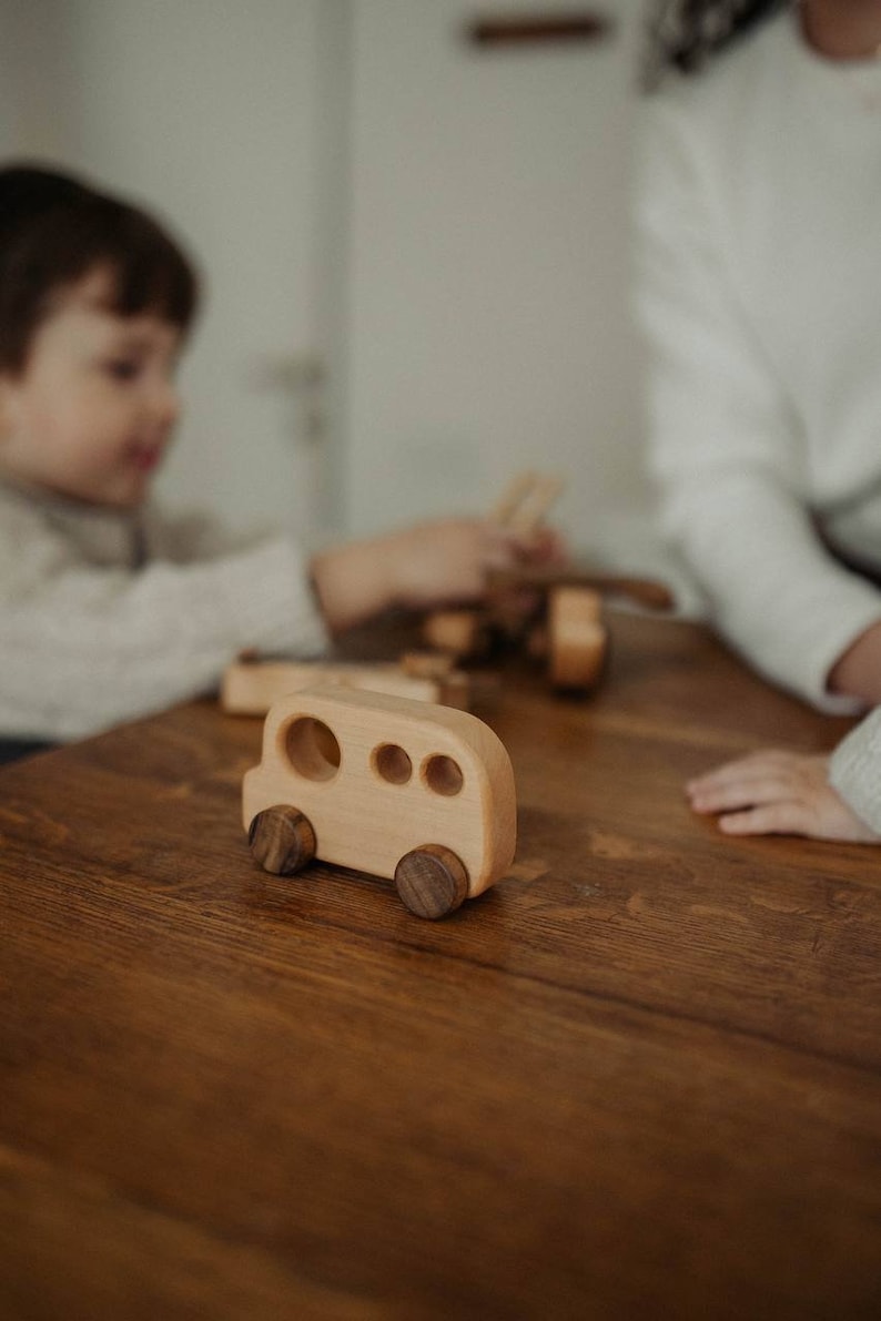 Set of 7 wooden little cars toy, Montessori Toys for Children, Push car on wheels for toddler, Vintage style toy, push & pull toys for boys image 3