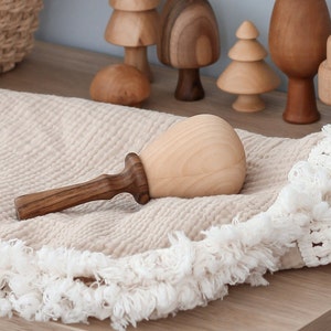 Wooden Baby Rattle toys Expecting mom gift for baby shower, Newborn gift for new mom gift basket, Baby keepsake for toddler from Ukraine image 1