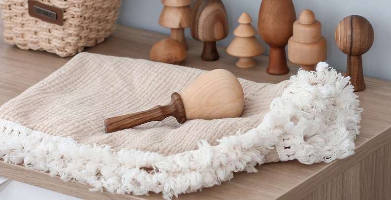 Wooden Baby Rattle toys Expecting mom gift for baby shower, Newborn gift for new mom gift basket, Baby keepsake for toddler from Ukraine image 1