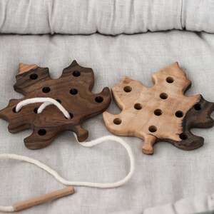 Wooden lacing toy Bear Leaf Educational montessori toy for toddler activities Baby boy girl gift Toys for 1 year old Fidget toy image 9