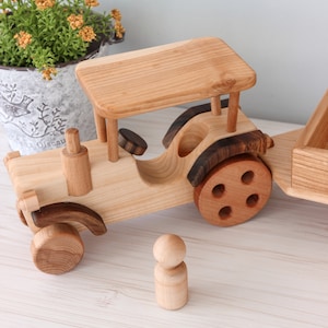 Wooden Tractor car, montessori sensory waldorf fidget toy, baby boy gift, nursery decor, personalized baby shower gift, toddler kids toys image 4